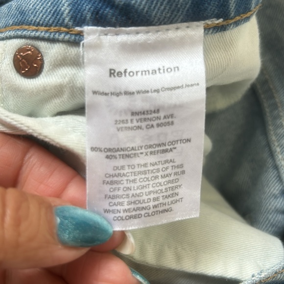 Reformation Jeans Wilder High Rise Wide Leg Cropped Jeans Women's size 27 - Picture 9 of 9